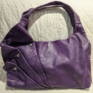 Renato Angi Calf Skin Purple Ruffled Shoulder Bag